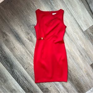 Calvin Klein scuba like shift dress with cutout and belt detail